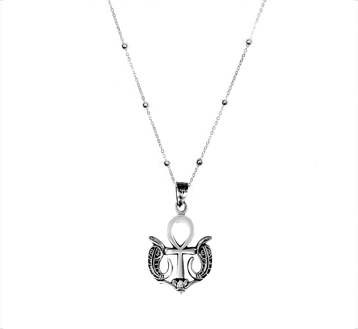 Egyptian Anck, lotus and Wadjet Cobra pendant Necklace- made in Egypt