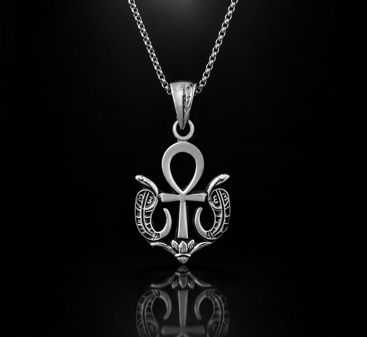 Egyptian Anck, lotus and Wadjet Cobra pendant Necklace- made in Egypt