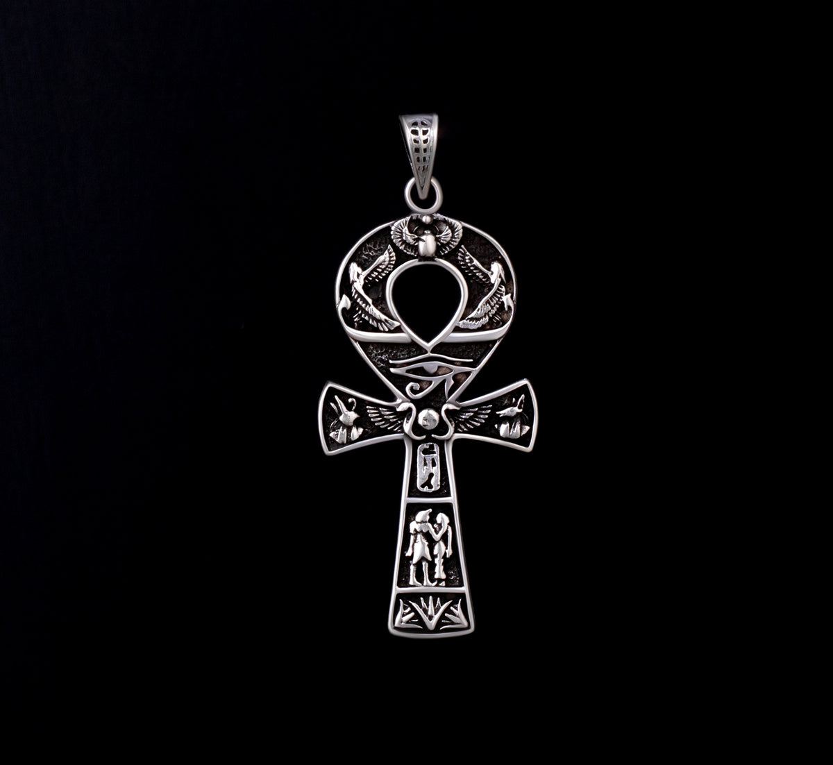 Large Key of Life  Necklace, Silver Egyptian Necklace, Silver Ankh Pendant, Large Egyptian Charm Pendant, Silver cross Necklace Made in Egypt