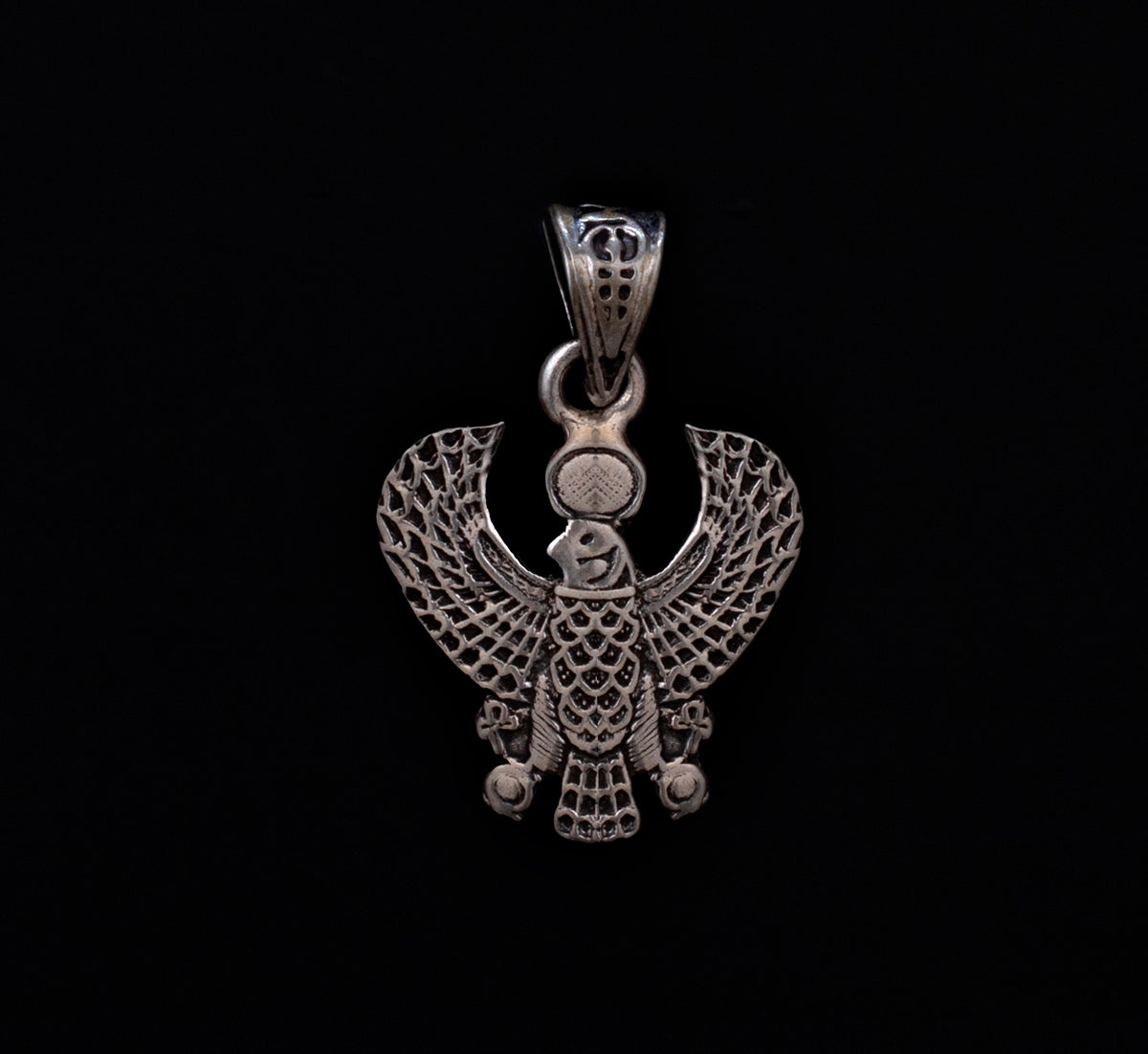 Sterling Silver Egyptian Horus Falcon / 925 Eagle Pendant Necklace