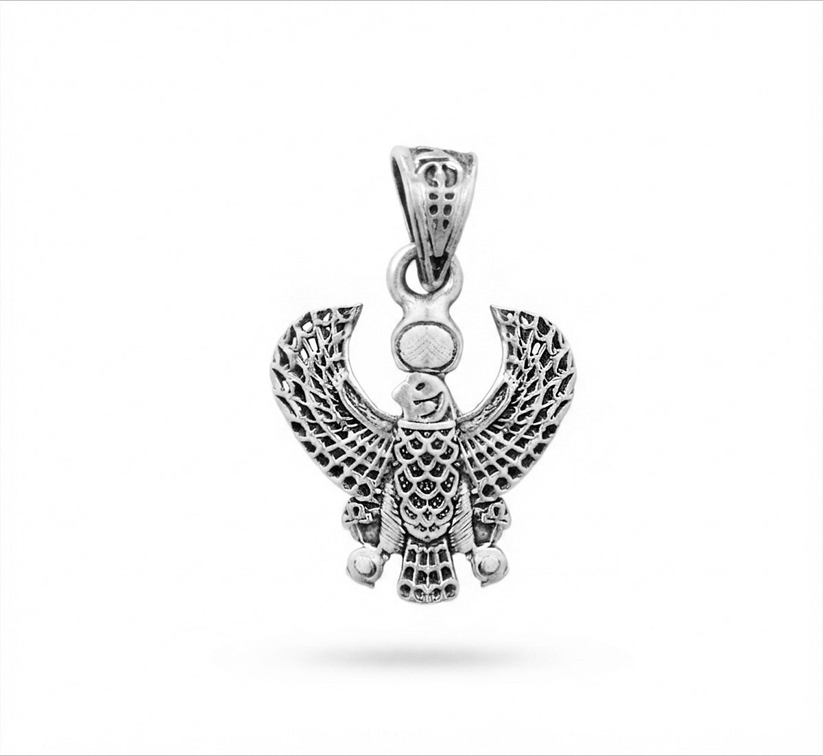 Sterling Silver Egyptian Horus Falcon / 925 Eagle Pendant Necklace