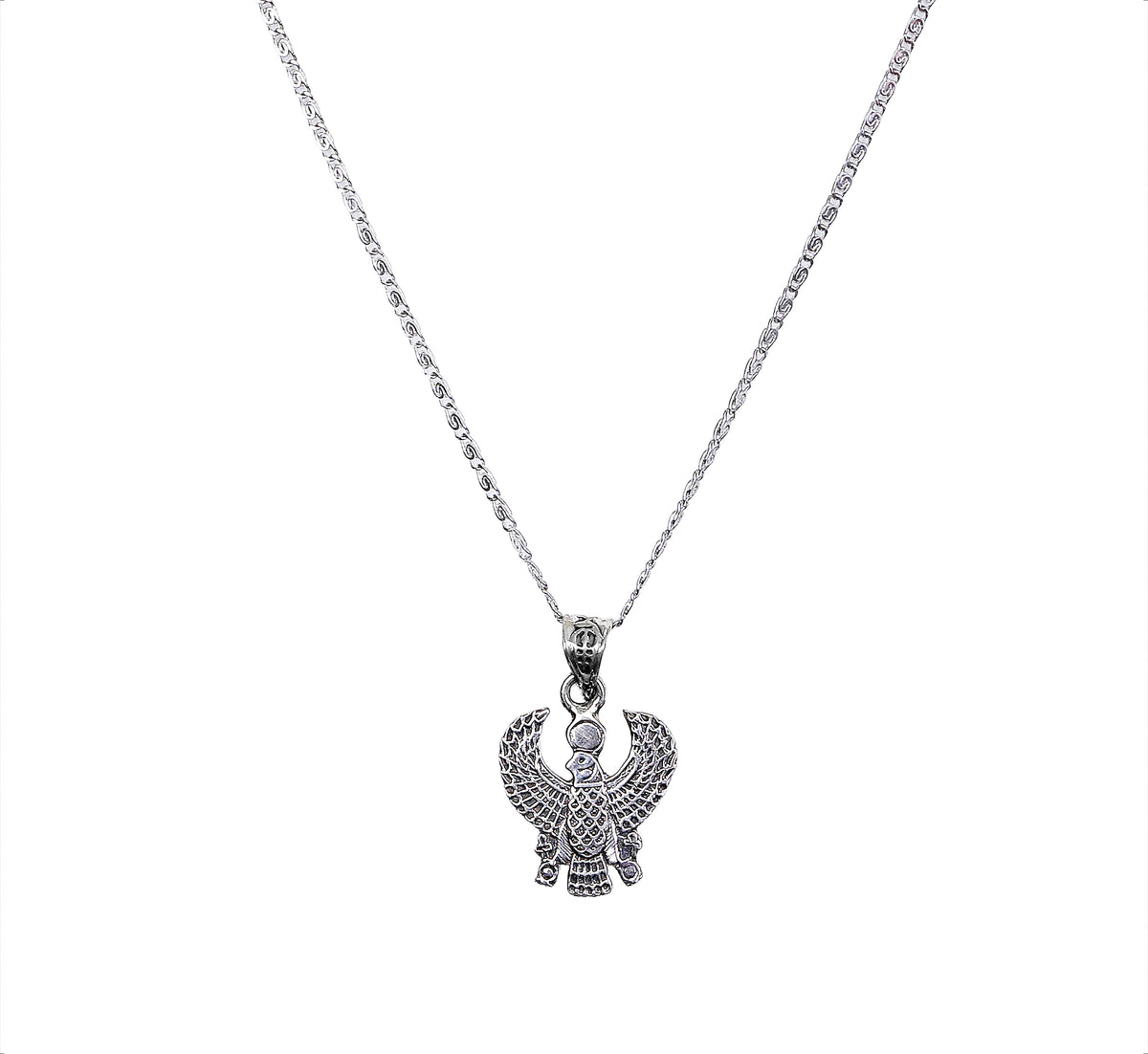 Sterling Silver Egyptian Horus Falcon / 925 Eagle Pendant Necklace