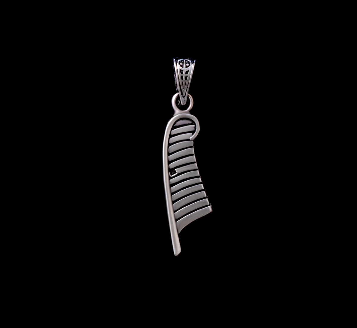 Sterling Silver Egyptian Goddess Ma'at 925 Feather Pendant Necklace