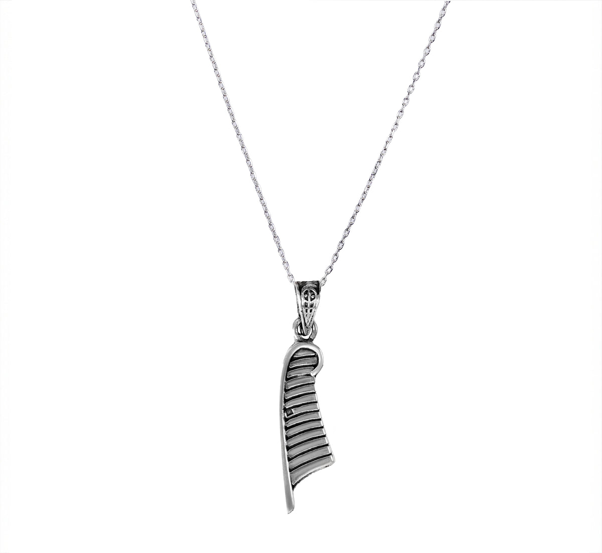 Sterling Silver Egyptian Goddess Ma'at 925 Feather Pendant Necklace