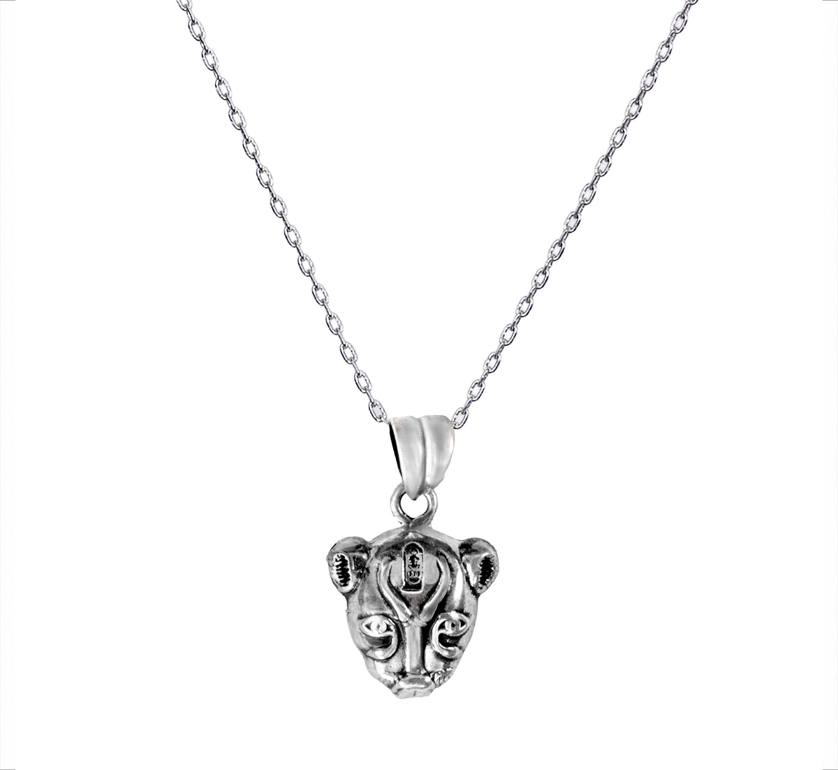 Sterling Silver Egyptian Goddess Sekhmet 925 Pendant Necklace