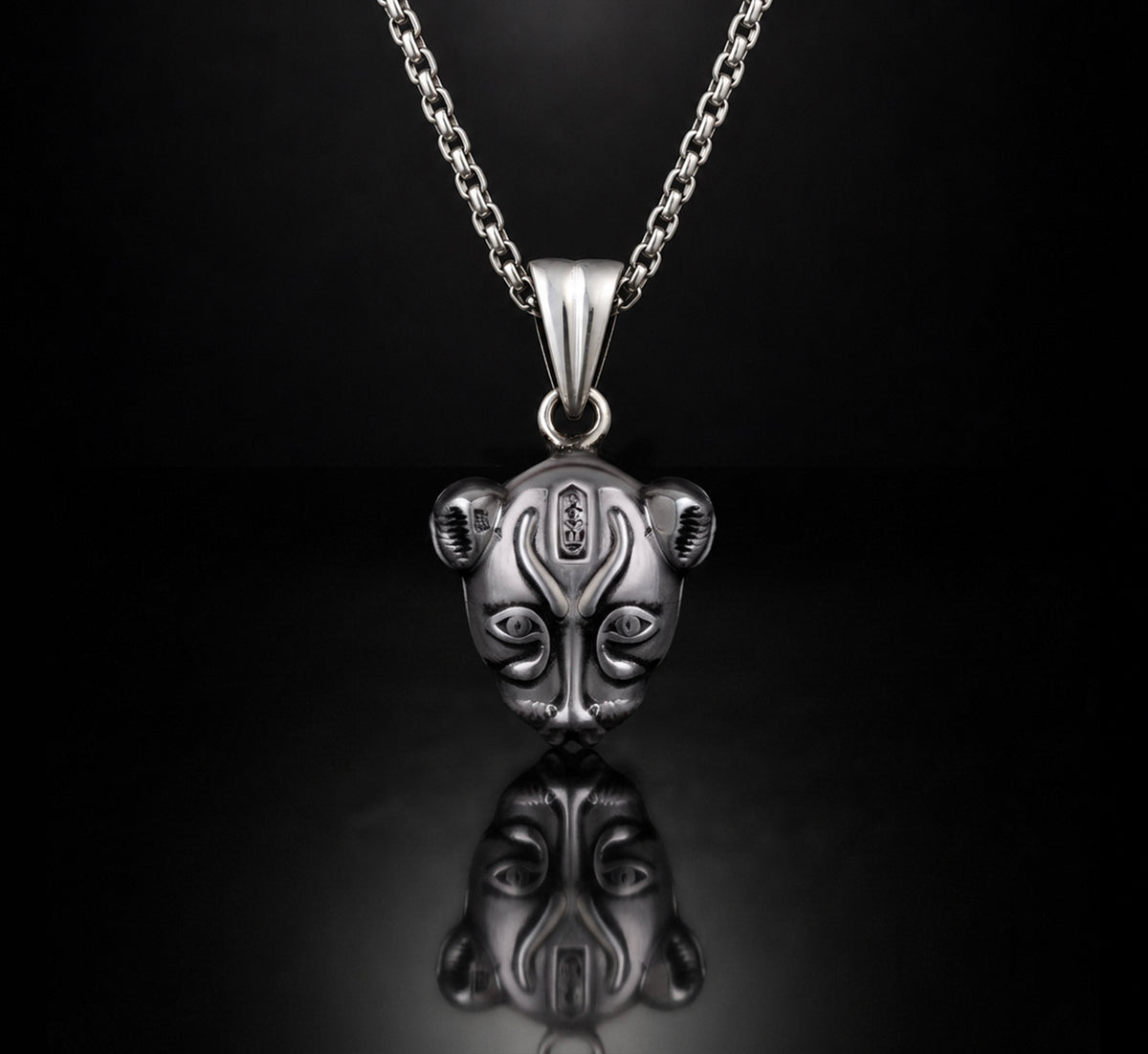 Sterling Silver Egyptian Goddess Sekhmet 925 Pendant Necklace
