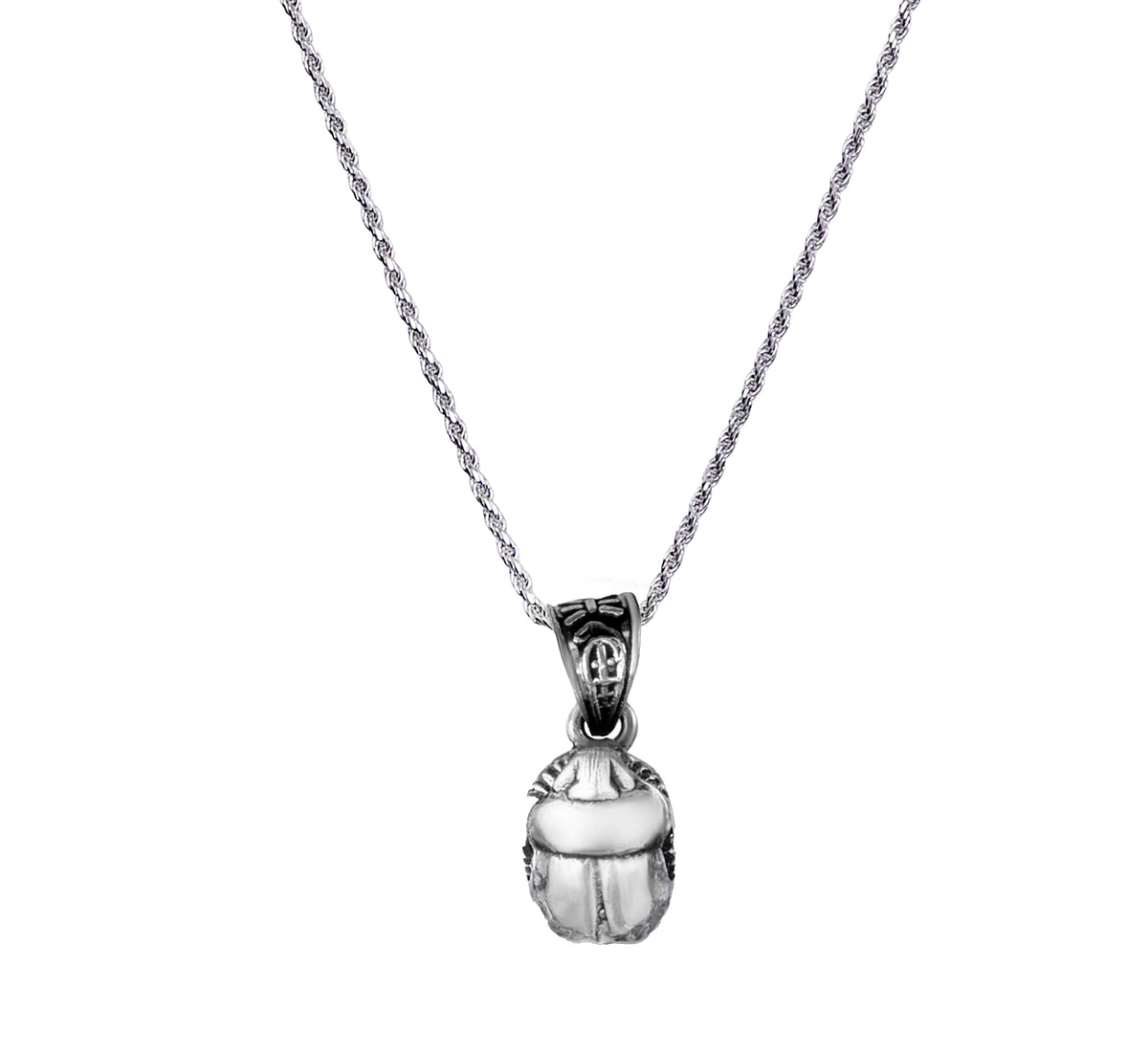 925 Sterling Silver Ancient Egyptian Scarab Pendant NecklaceElevate your style with this exquisite ancient Egyptian-inspired necklace.