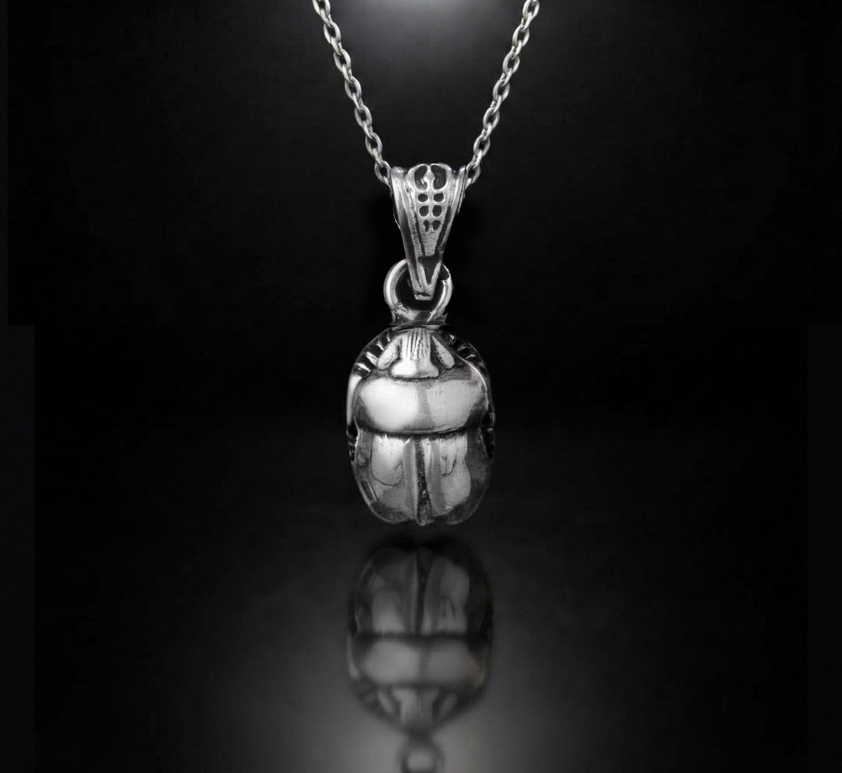 925 Sterling Silver Ancient Egyptian Scarab Pendant NecklaceElevate your style with this exquisite ancient Egyptian-inspired necklace.