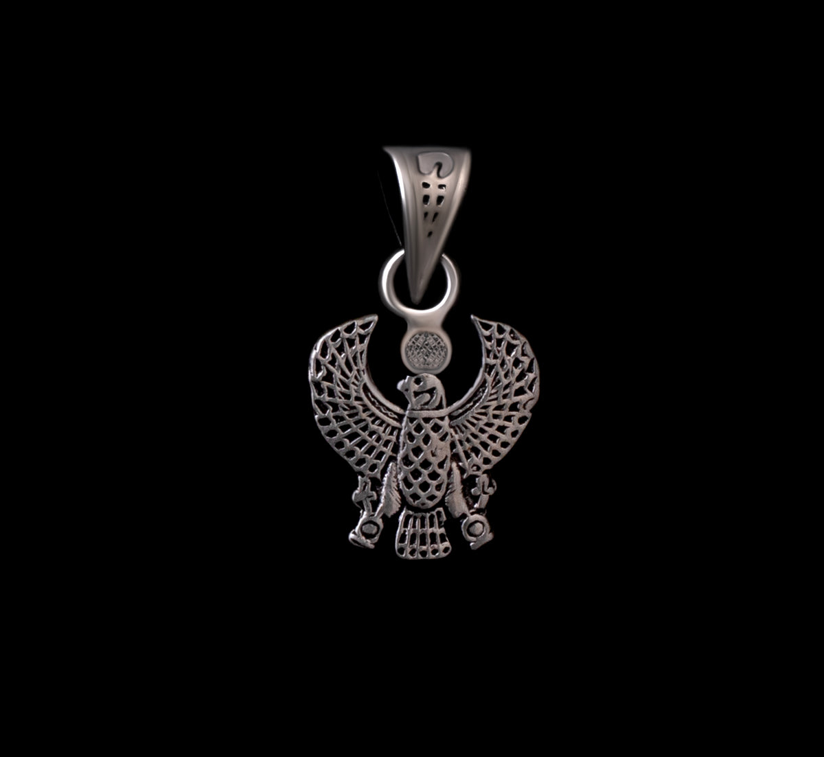 Sterling Silver Egyptian Small Horus Falcon / 925 Small Eagle Pendant Necklace