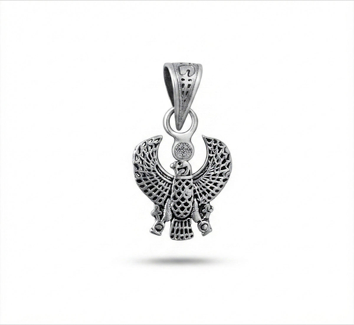 Sterling Silver Egyptian Small Horus Falcon / 925 Small Eagle Pendant Necklace