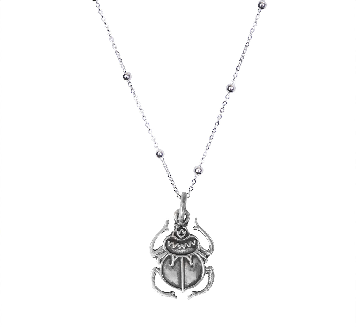 Ancient Egyptian Scarab Beetle Necklace in 925 Sterling Silver