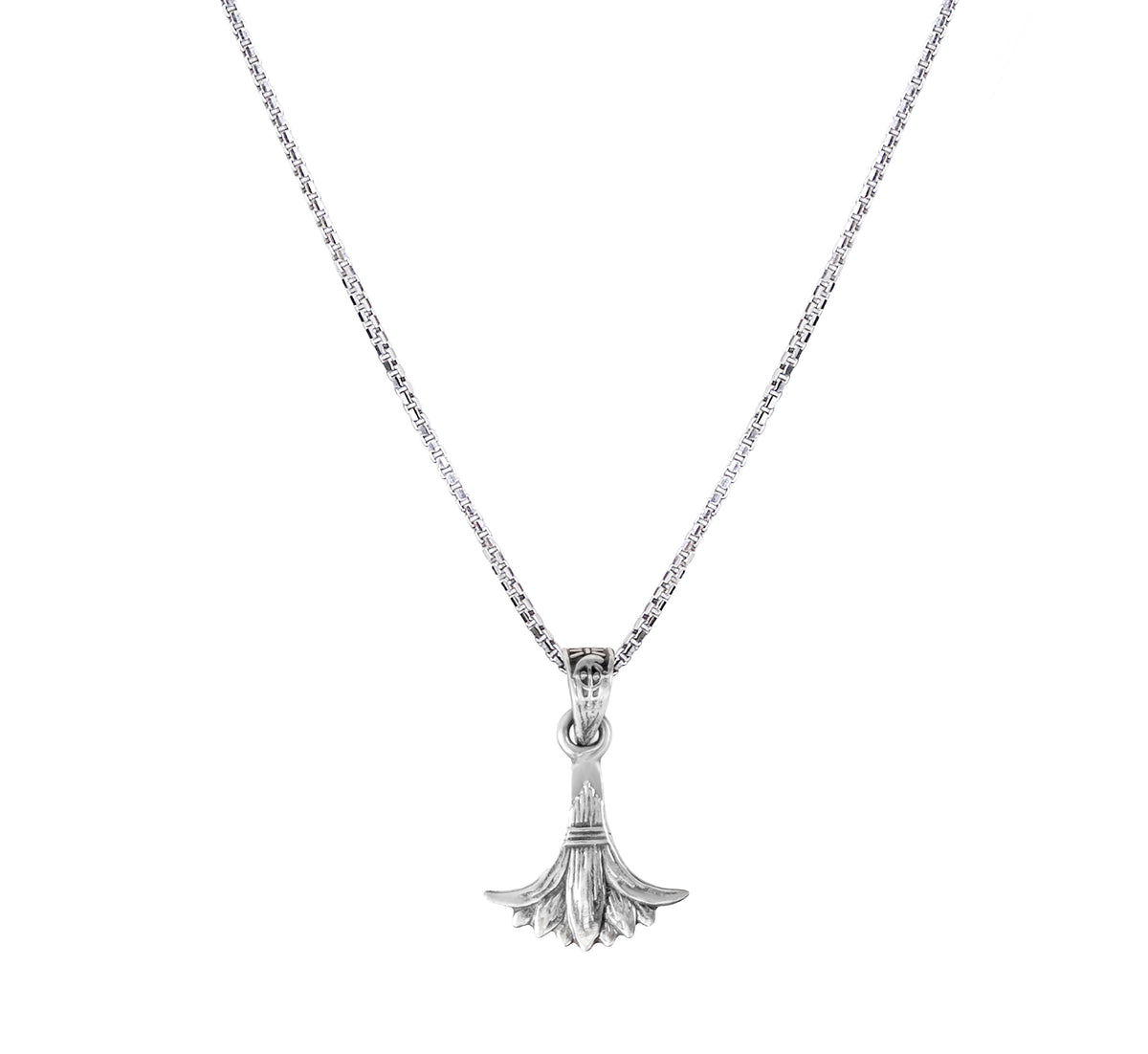 Sterling Silver Egyptian Lotus Flower 925 Pendant with Venetian Box Chain Necklace.