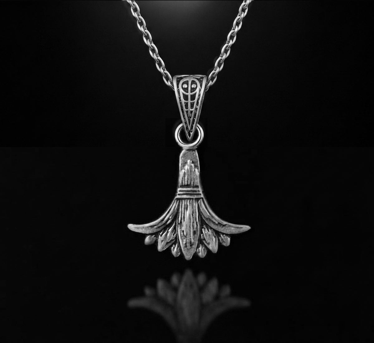 Sterling Silver Egyptian Lotus Flower 925 Pendant with Venetian Box Chain Necklace.