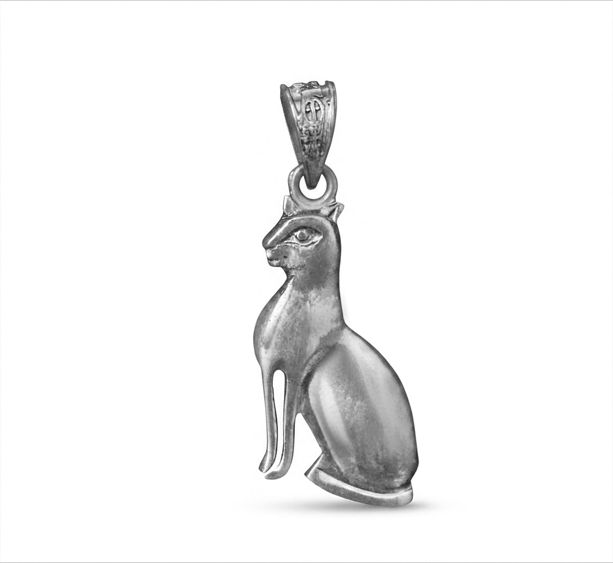 925 Sterling Silver Egyptian Medium Bastet Cat Pendant Necklace Style: Vintage, Mythological, Minimalist.
