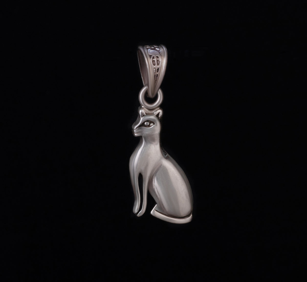 925 Sterling Silver Egyptian Bastet Cat Pendant Necklace Style: Vintage, Mythological, Minimalist.