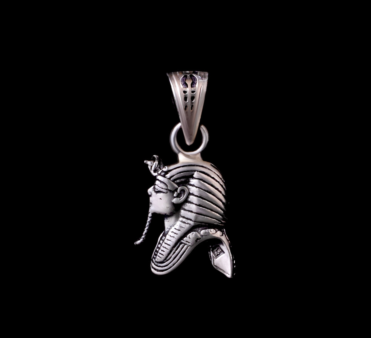 925 Sterling Silver Egyptian King Tut Pharaoh Pendant Necklace