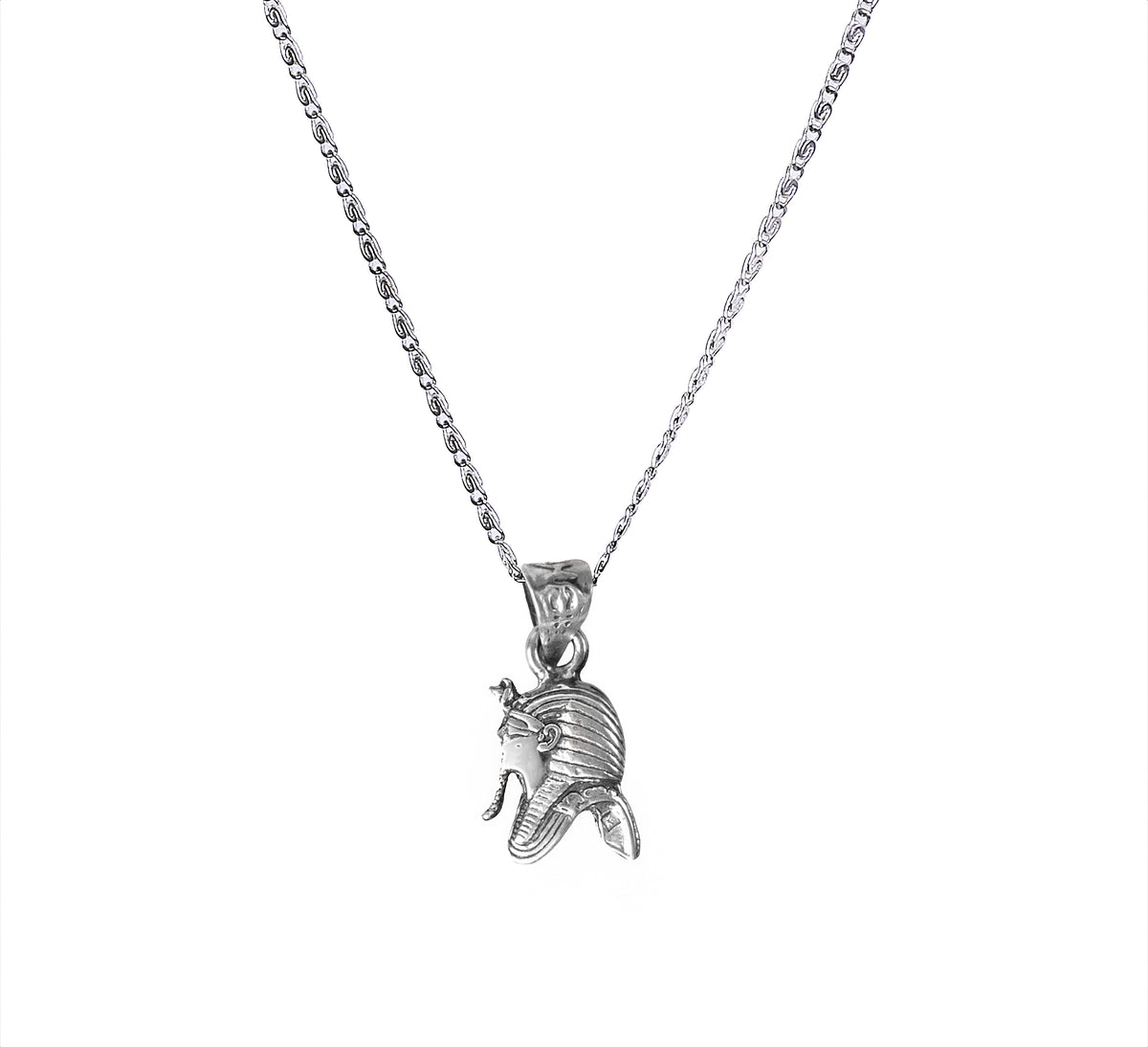 925 Sterling Silver Egyptian King Tut Pharaoh Pendant Necklace