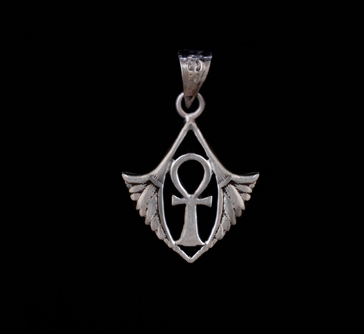 925 Sterling Silver Winged Ankh Pendant Necklace