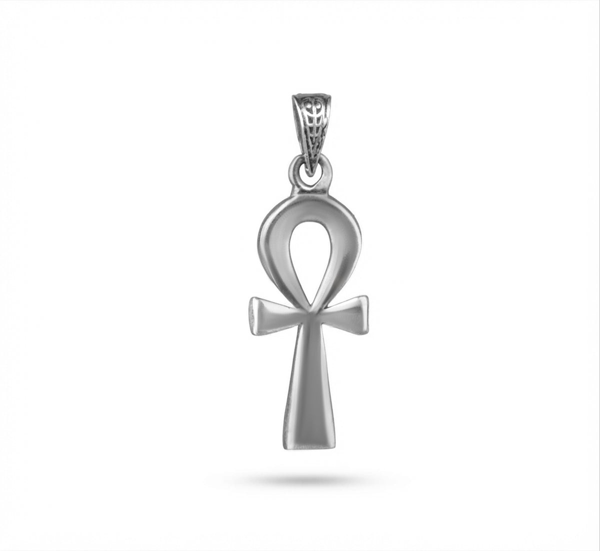 Sterling Silver 925 Ankh Cross Pendant with Matching Chain Necklace