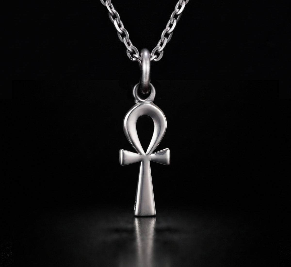 Sterling Silver 925 Ankh Cross Pendant with Matching Chain Necklace