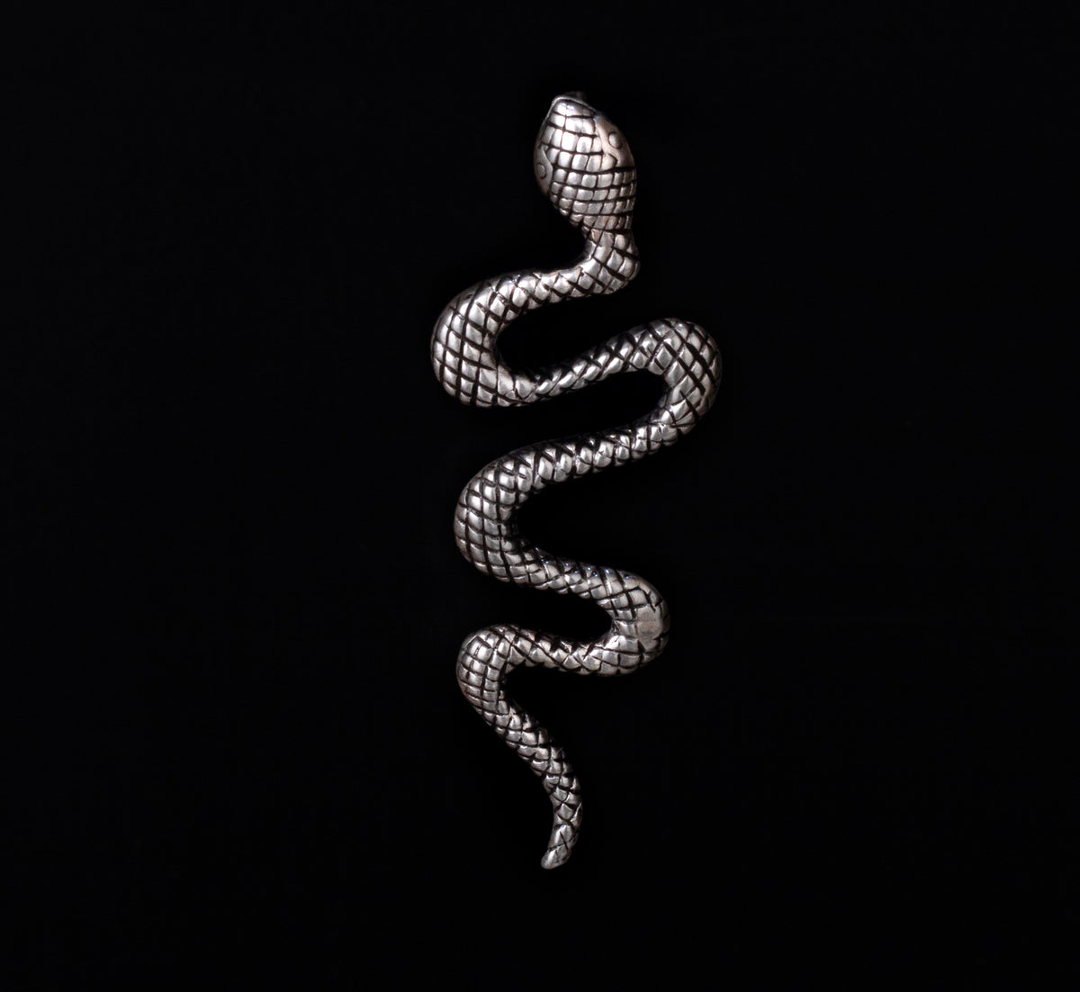 925 Sterling Silver Textured Snake Pendant Necklace