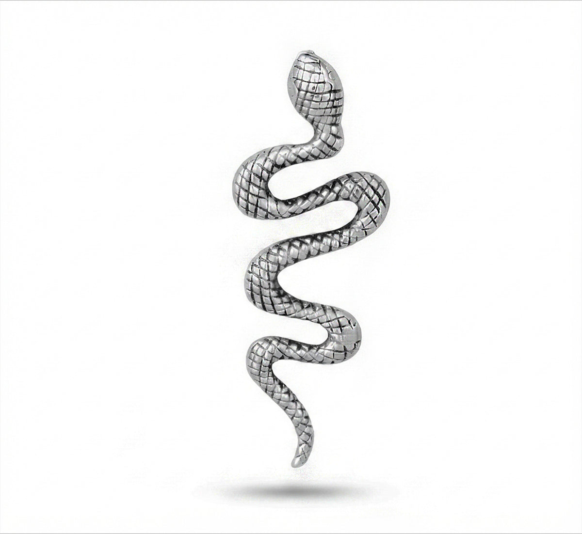 925 Sterling Silver Textured Snake Pendant Necklace