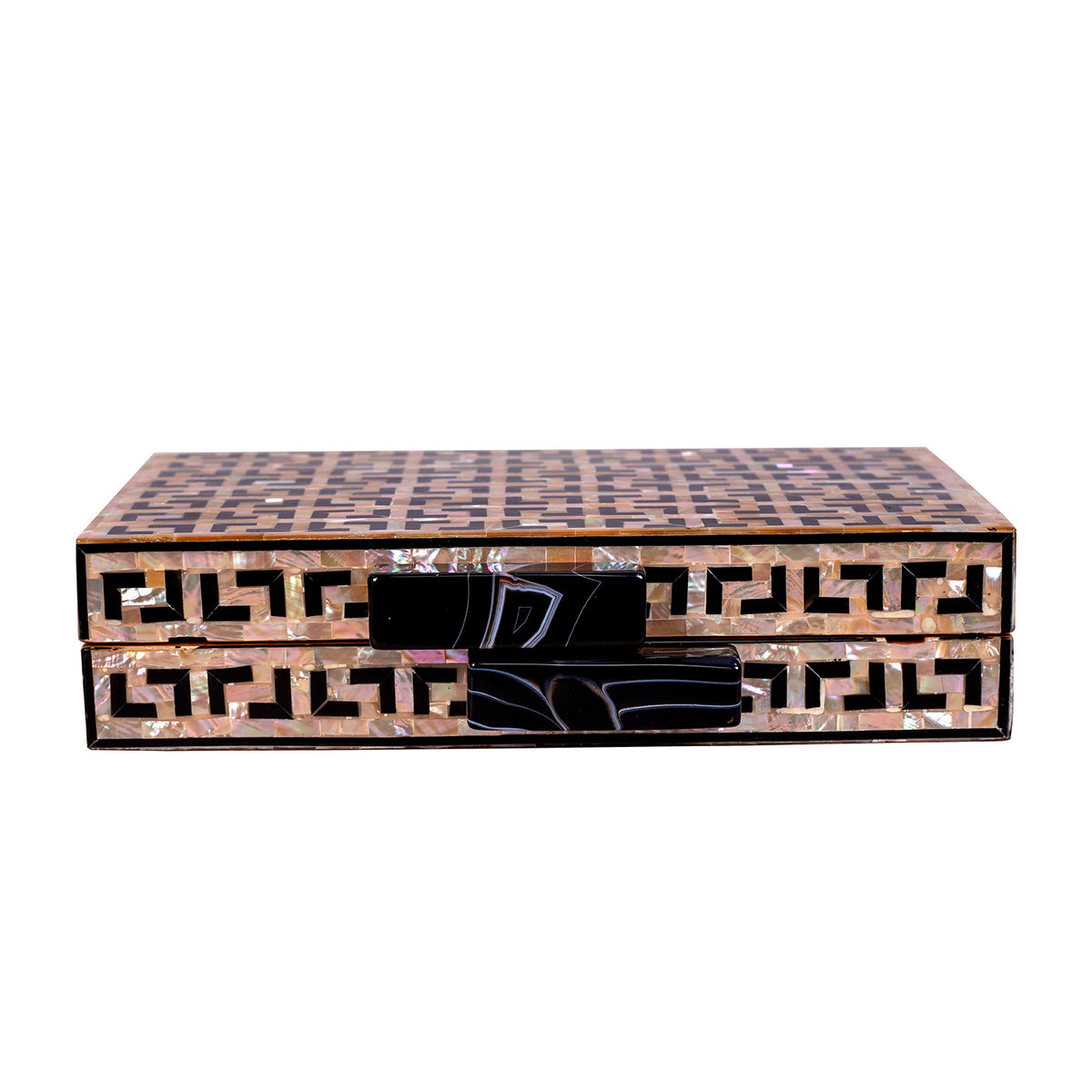 Unique Clutch Bag in Mother of pearl - Shoulder Bag - evening glam Accessory and Gold Chain