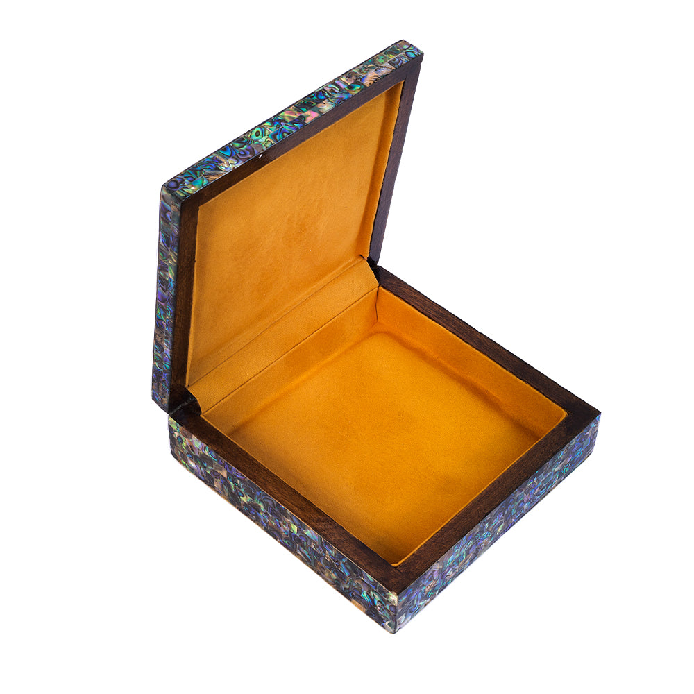 Egyptian jewelry box inlaid with mother of pearl Blue