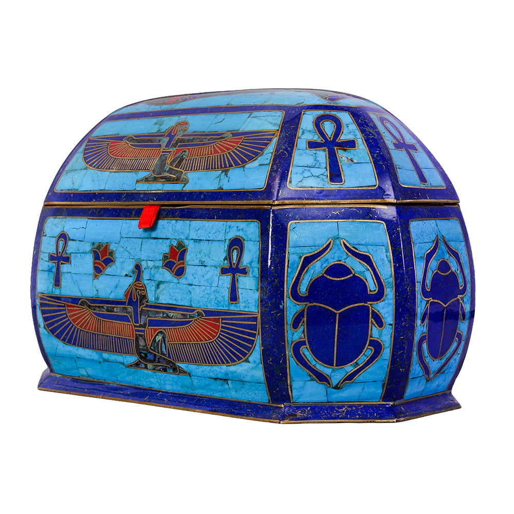 Egyptian jewelry box inlaid with mother of pearl