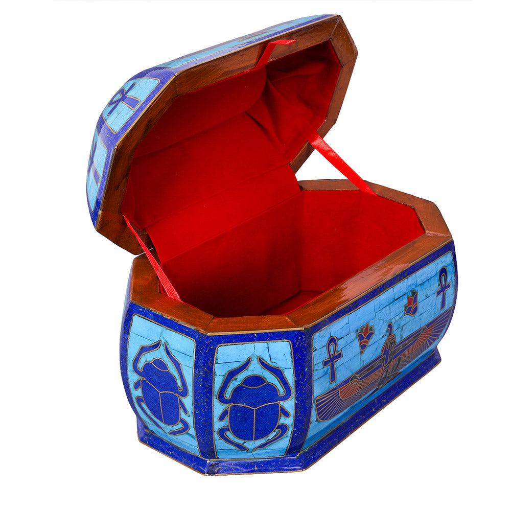 Egyptian jewelry box inlaid with mother of pearl