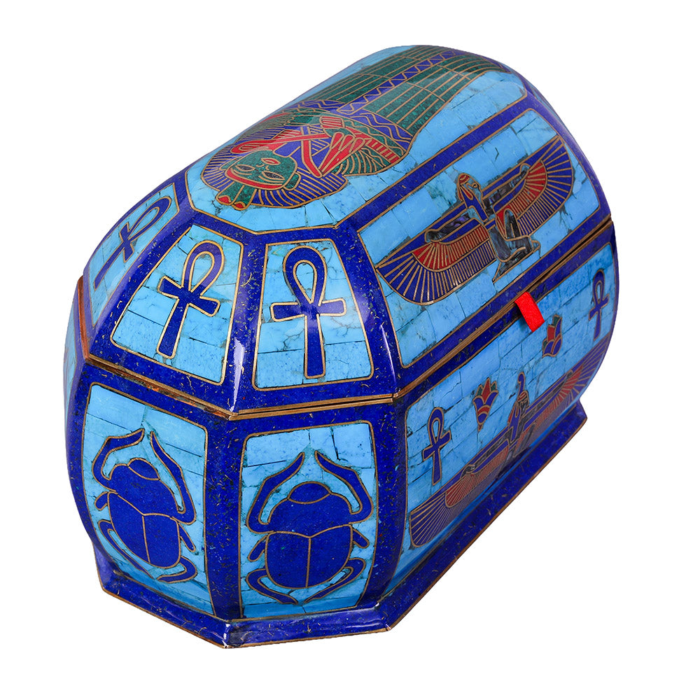 Egyptian jewelry box inlaid with mother of pearl