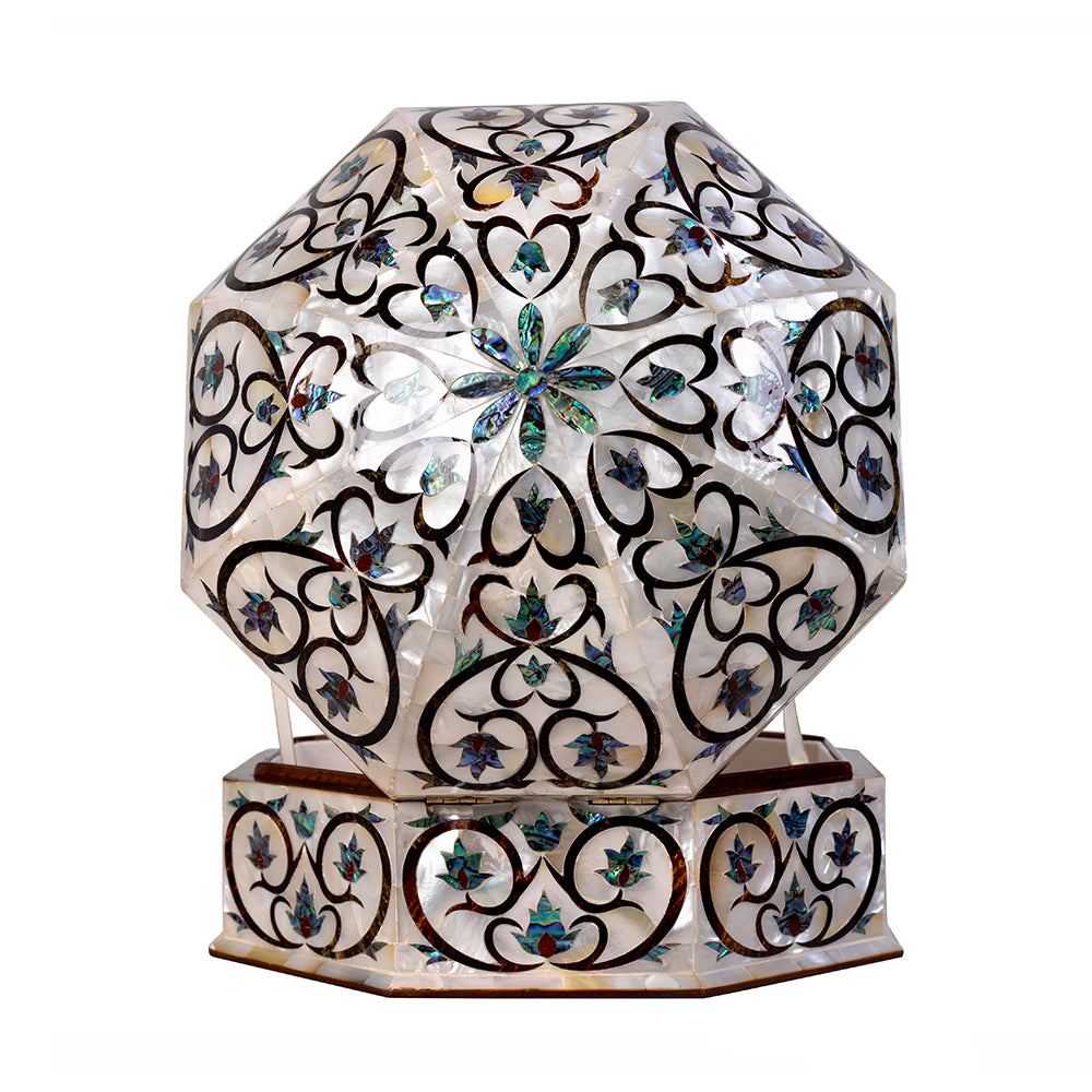 Egyptian jewelry box inlaid with mother of pearl