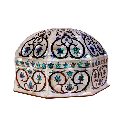 Egyptian jewelry box inlaid with mother of pearl