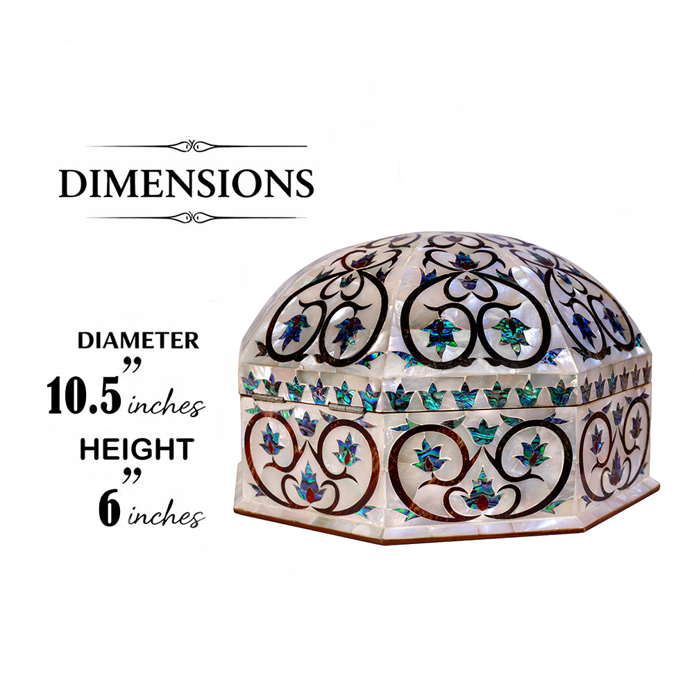 Egyptian jewelry box inlaid with mother of pearl