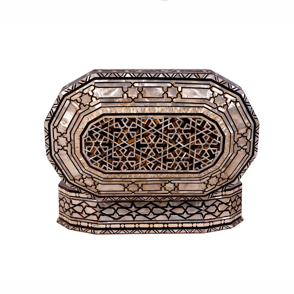 Egyptian jewelry box inlaid with mother of pearl