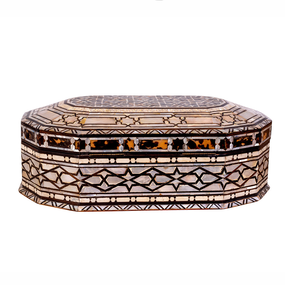 Egyptian jewelry box inlaid with mother of pearl