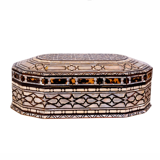 Egyptian jewelry box inlaid with mother of pearl