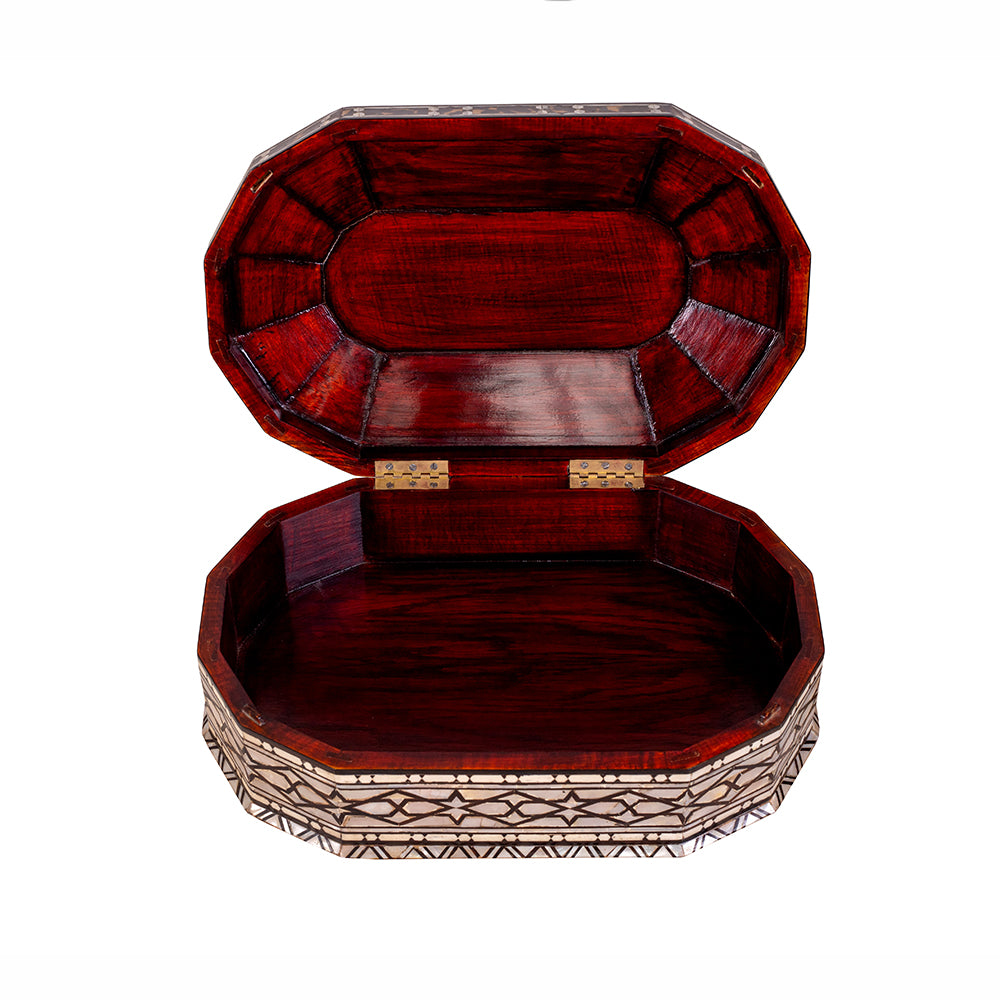 Egyptian jewelry box inlaid with mother of pearl