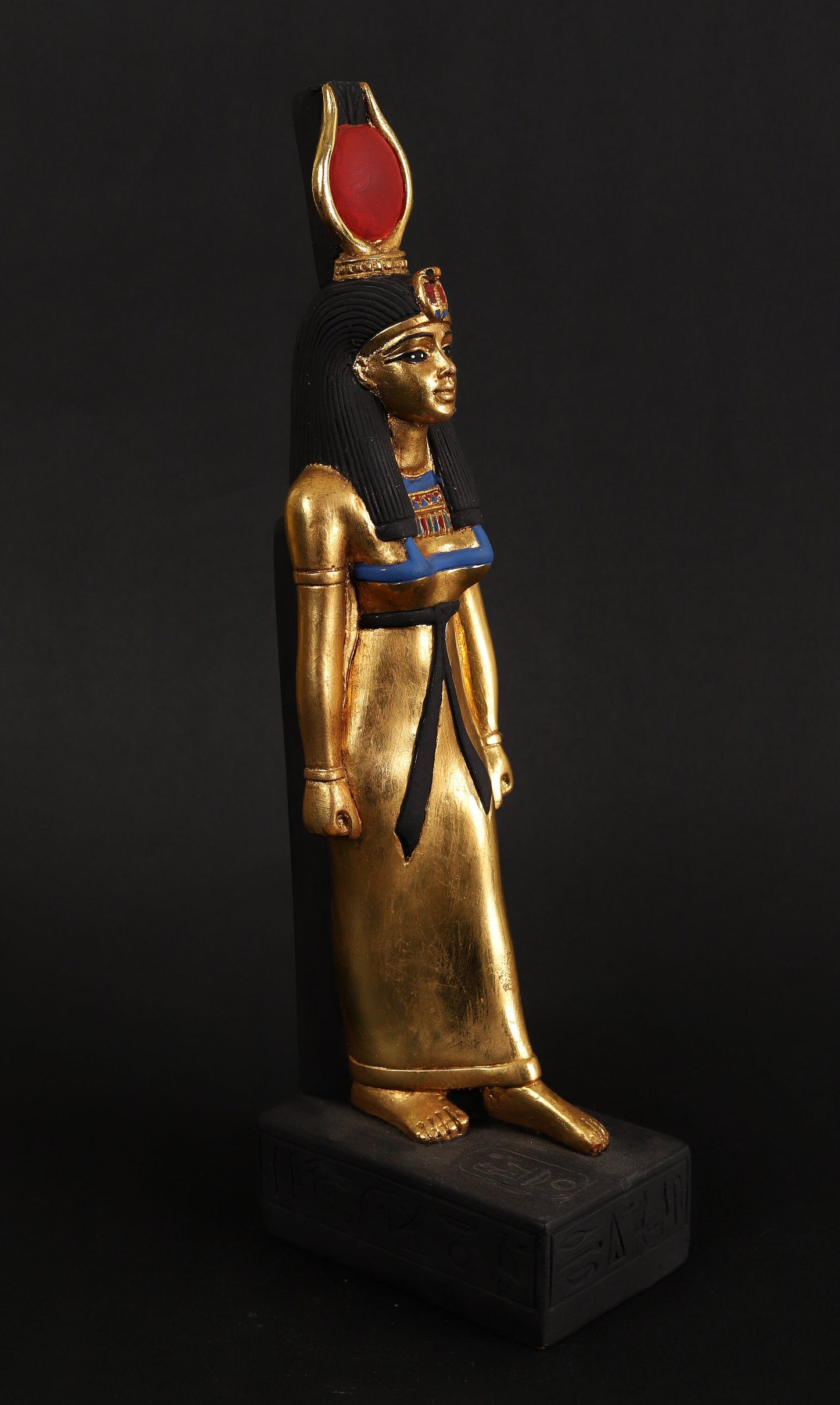 Egyptian Godess Isis made of heavy stone with gold leaf hand Paint