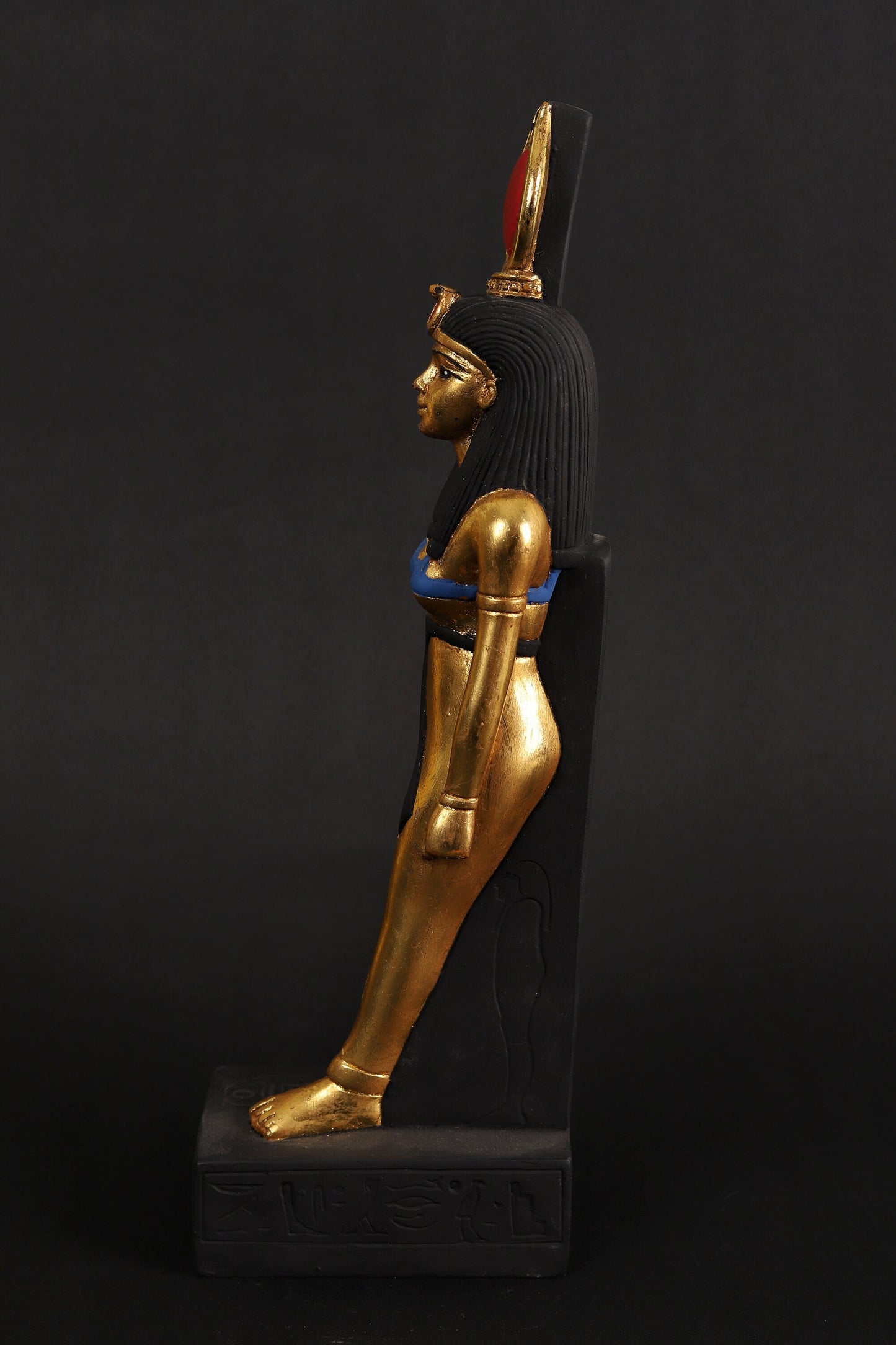 Egyptian Godess Isis made of heavy stone with gold leaf hand Paint