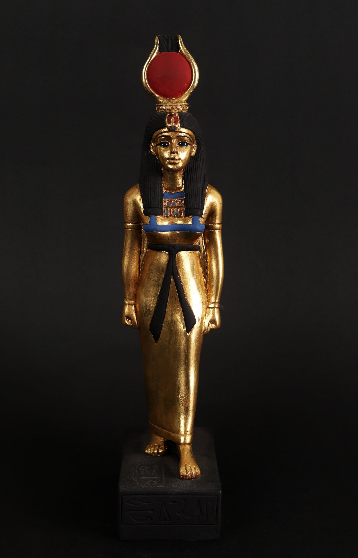 Egyptian Godess Isis made of heavy stone with gold leaf hand Paint