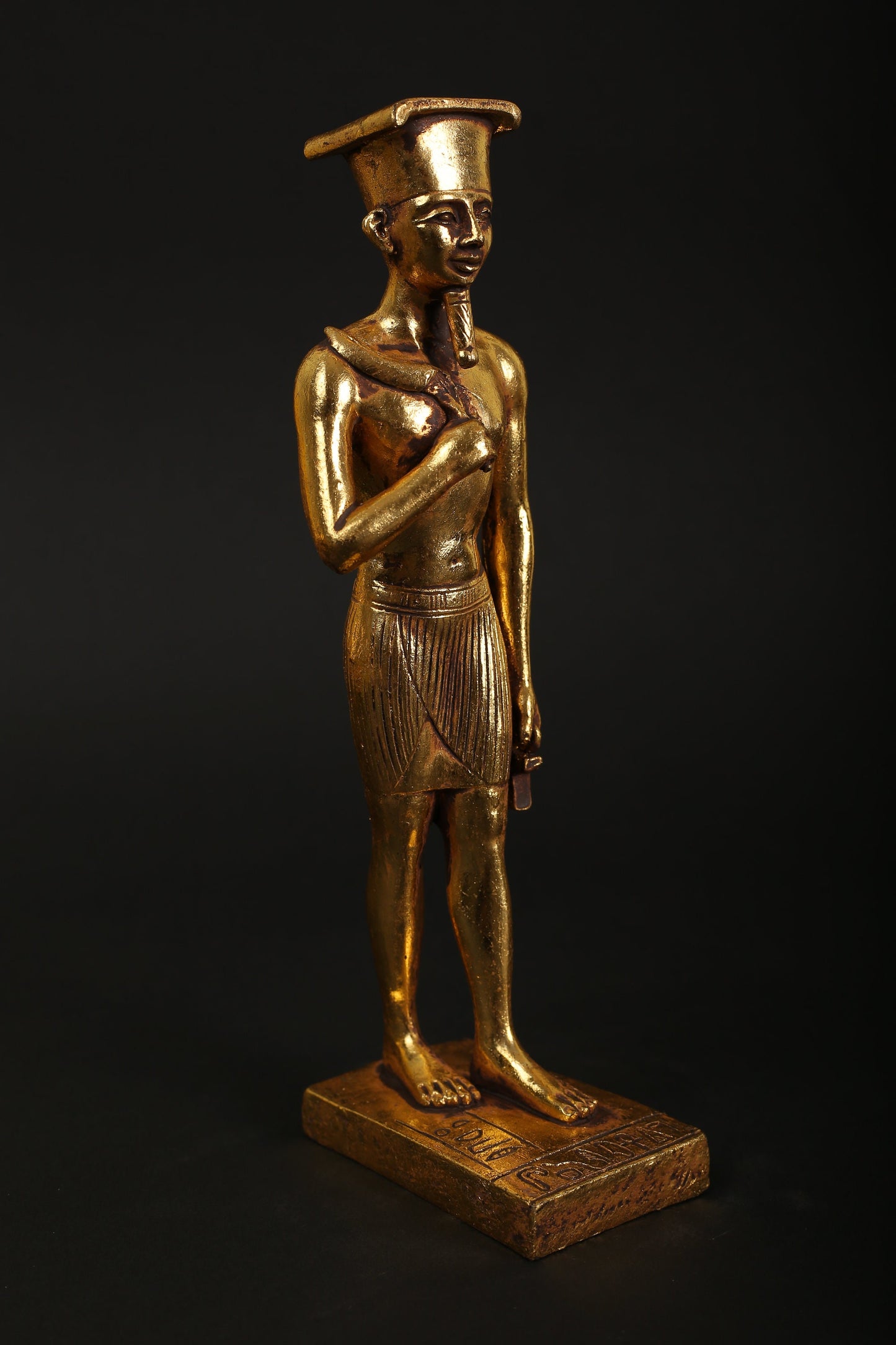 Statue of Amun the God of the sun made of polystone with gold leaf hand Painted