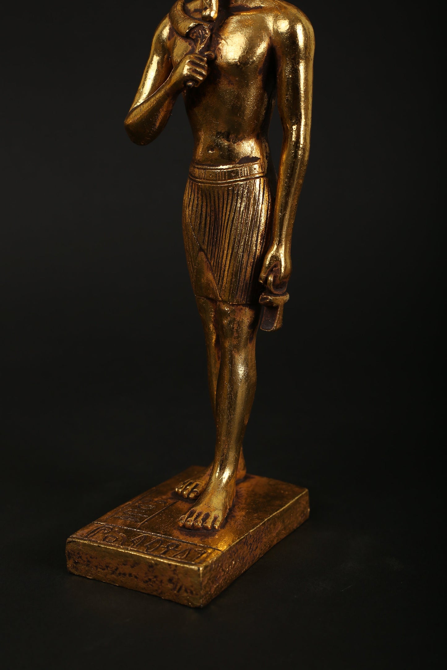 Statue of Amun the God of the sun made of polystone with gold leaf hand Painted