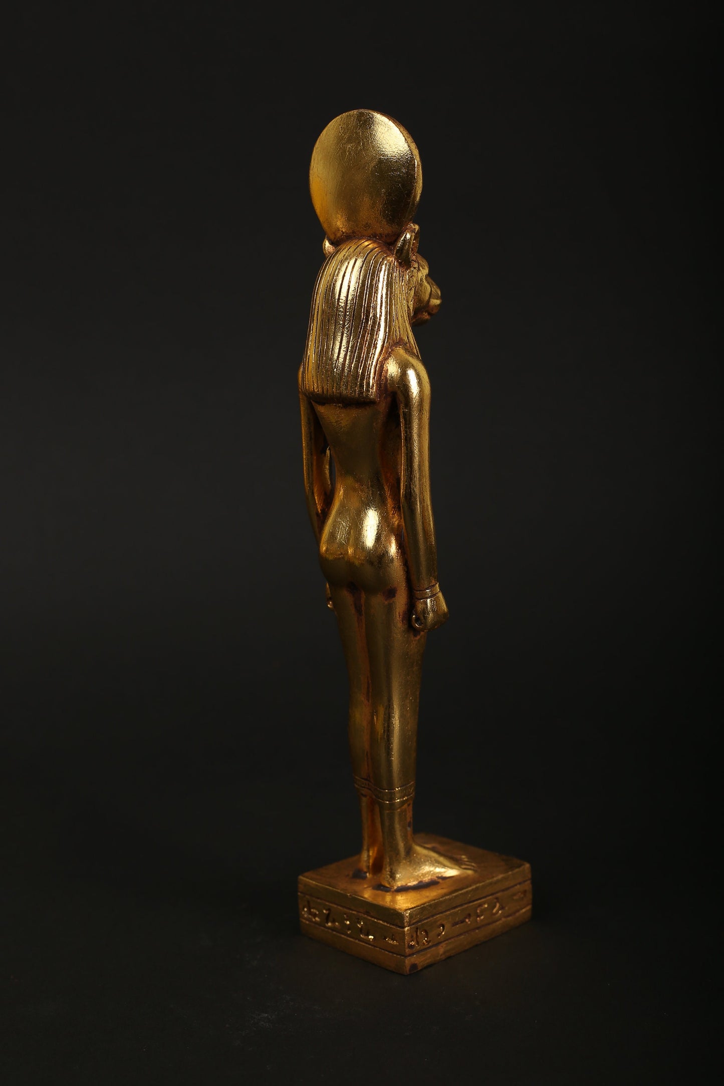 Statue of Sekhmet the God of healing in Ancient Egypt made of polystone with gold leaf hand Paint