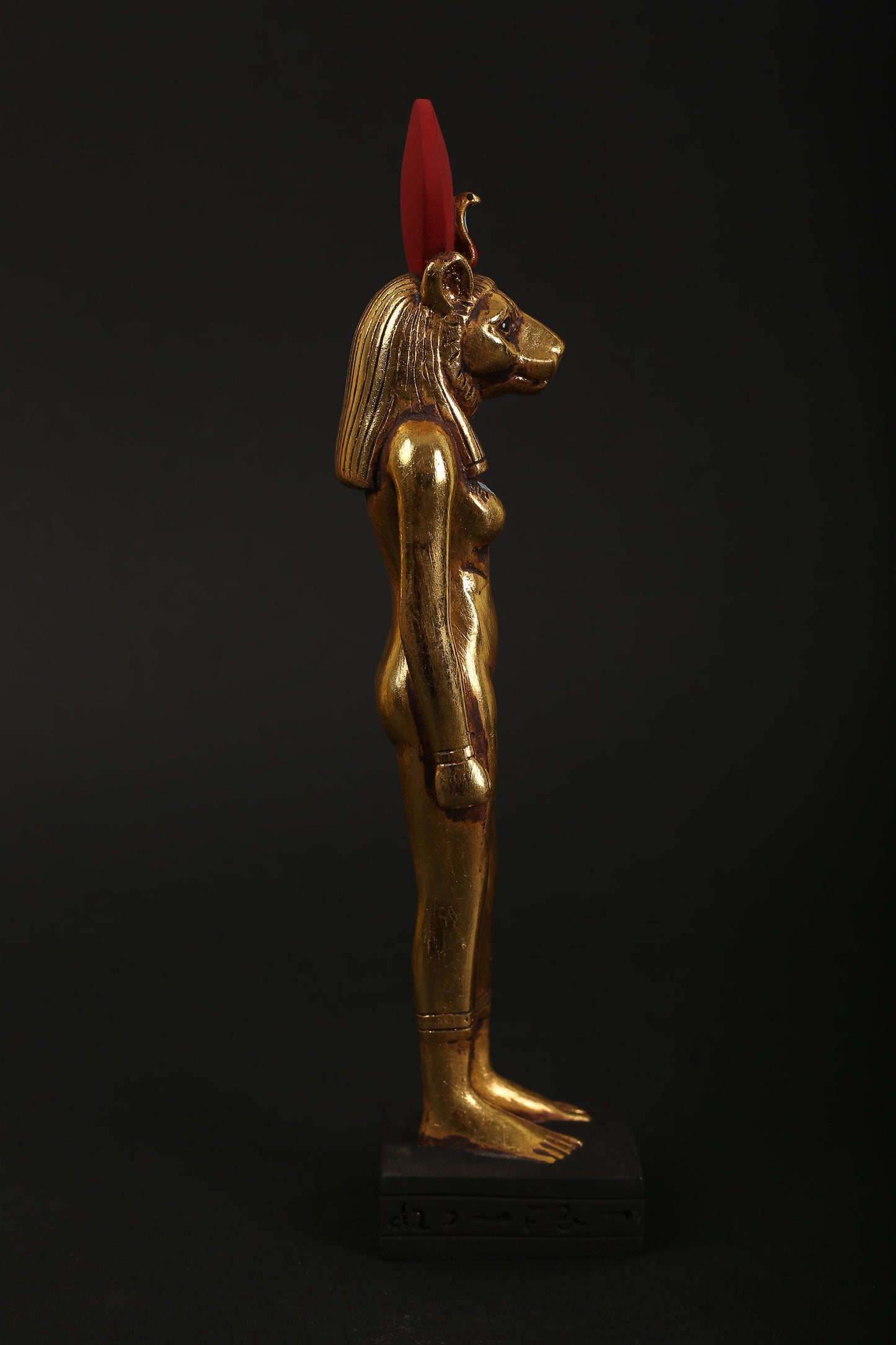 Statue of Sekhmet the Symbol of healing in Ancient Egypt made of polystone with gold leaf hand Paint