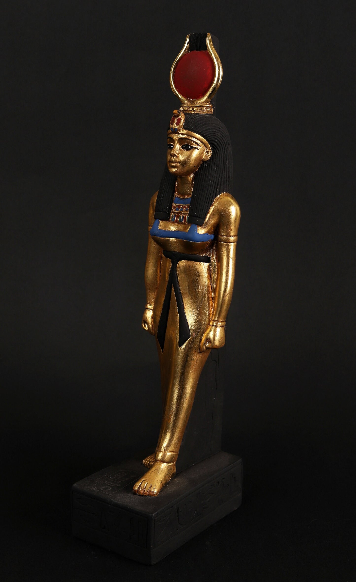 Egyptian Godess Isis made of heavy stone with gold leaf hand Paint