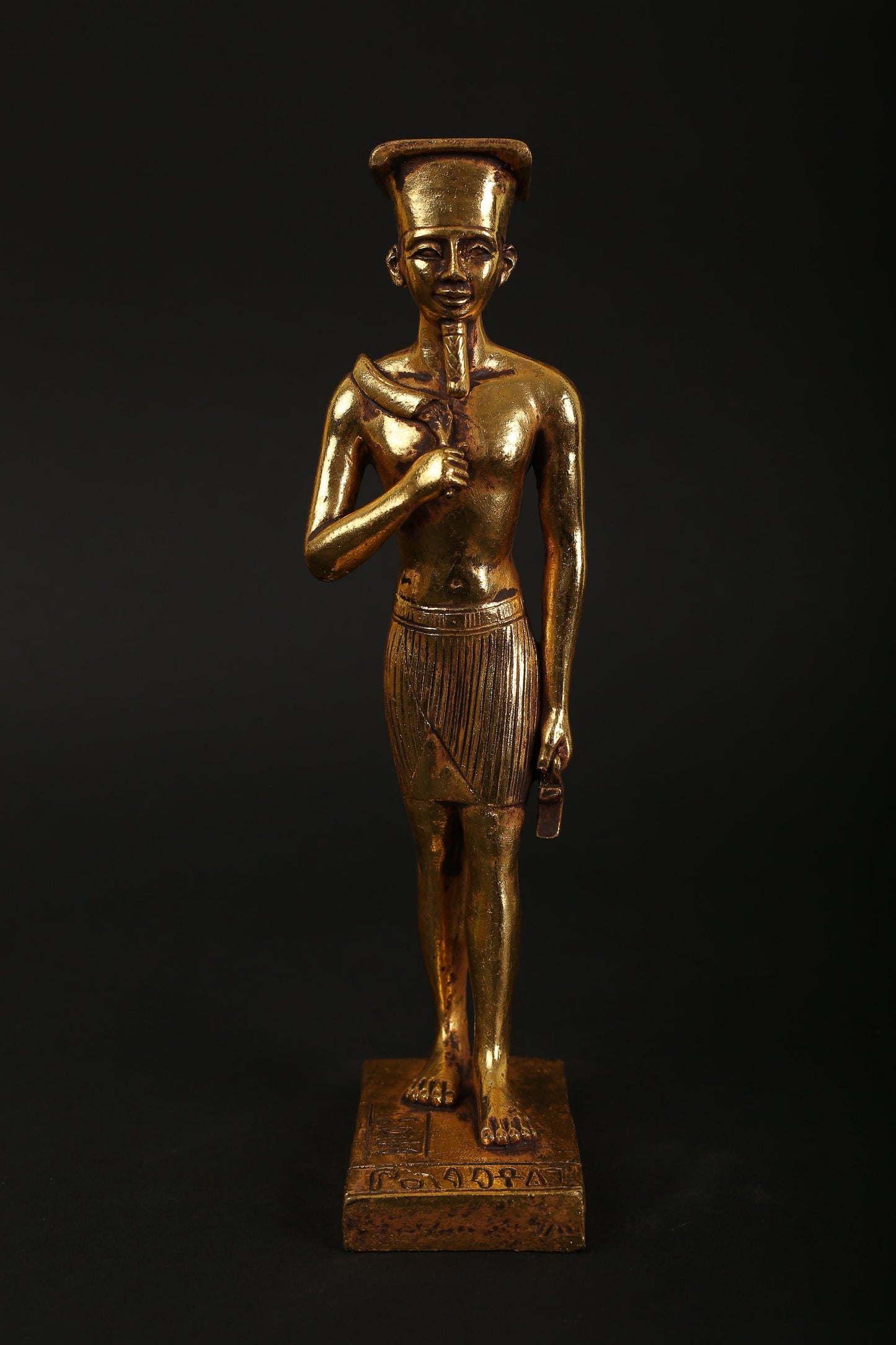 Statue of Amun the God of the sun made of polystone with gold leaf hand Painted