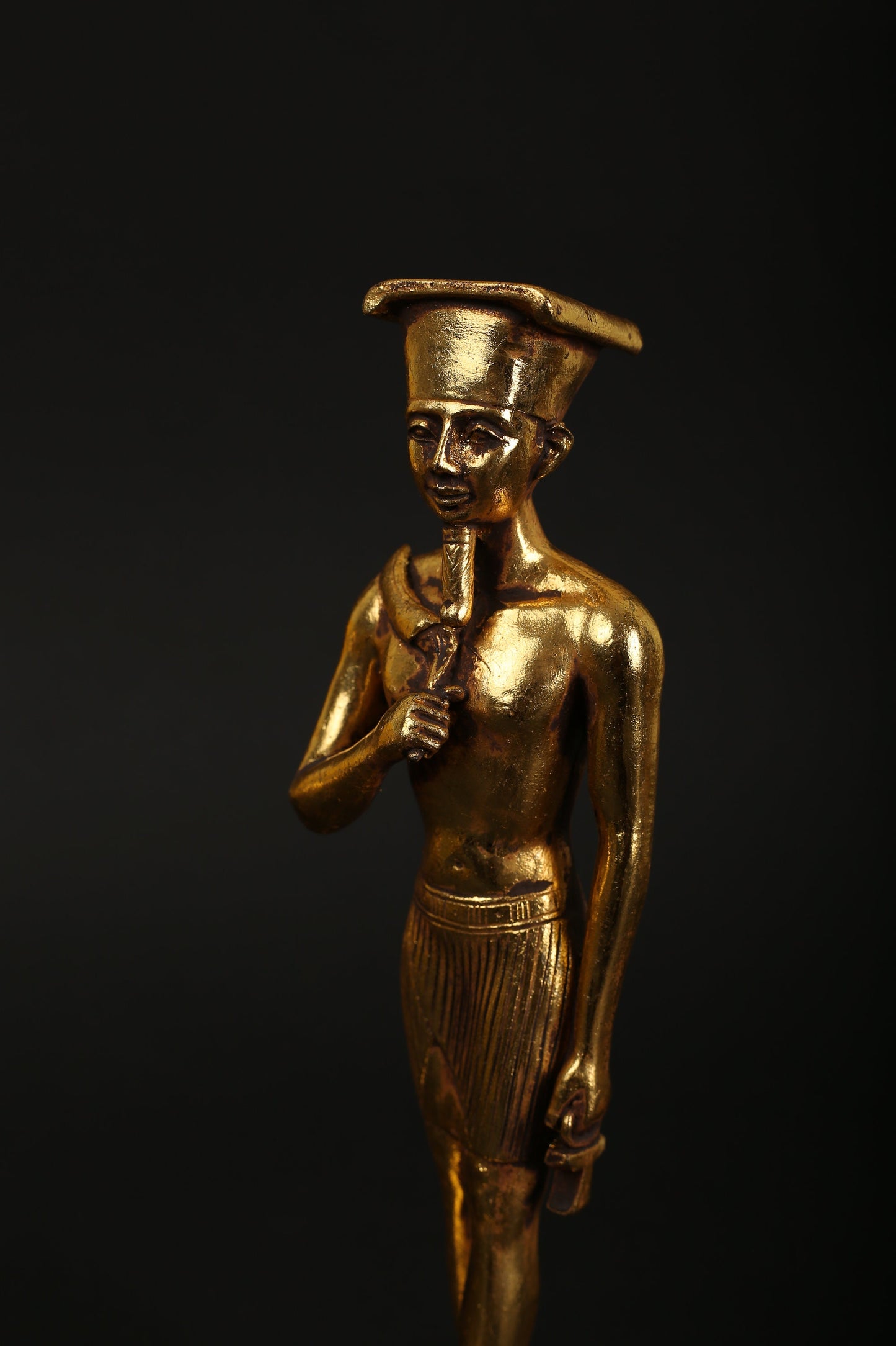 Statue of Amun the God of the sun made of polystone with gold leaf hand Painted