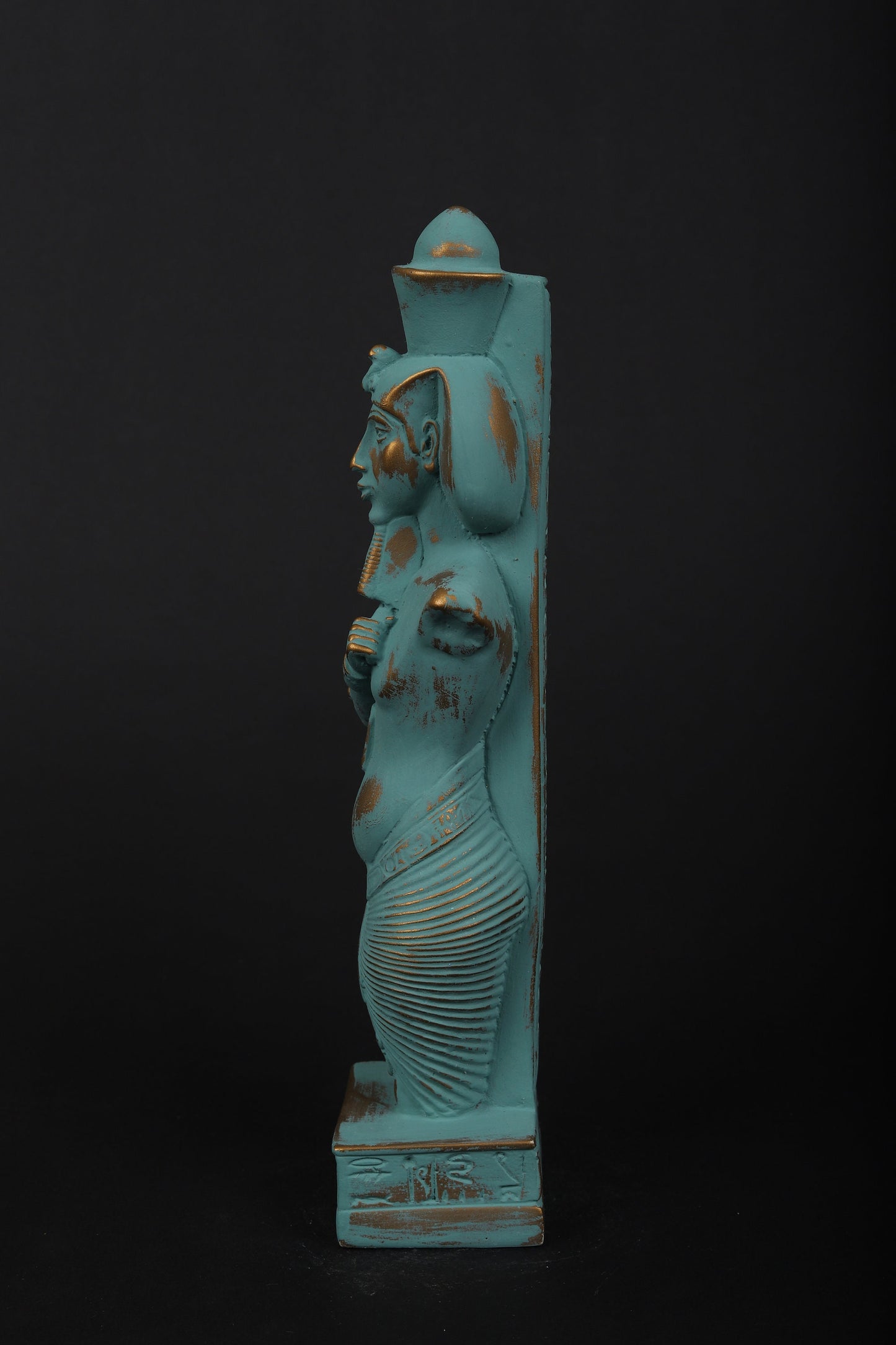 Statue of King Akhenaten also called (Amenhotep IV) father of youngest king Tutankhamun in green color made in Egypt