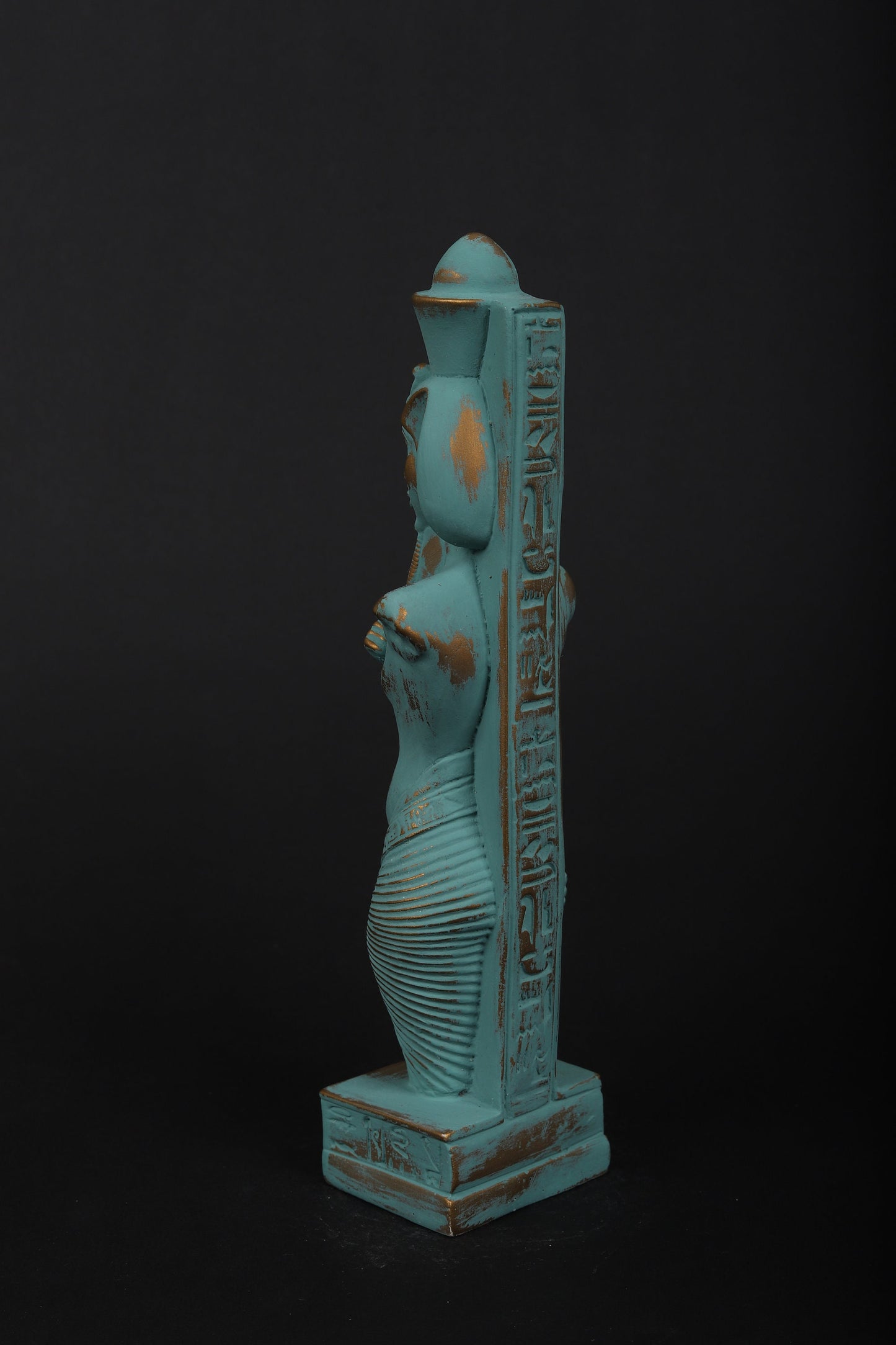 Statue of King Akhenaten also called (Amenhotep IV) father of youngest king Tutankhamun in green color made in Egypt